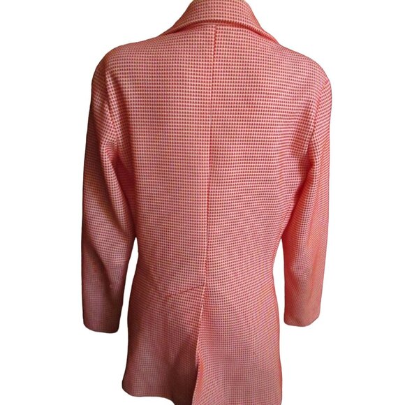 Vintage Women's Blazer Jacket Medium Graff Californiawear Red White Checkered - Picture 2 of 6